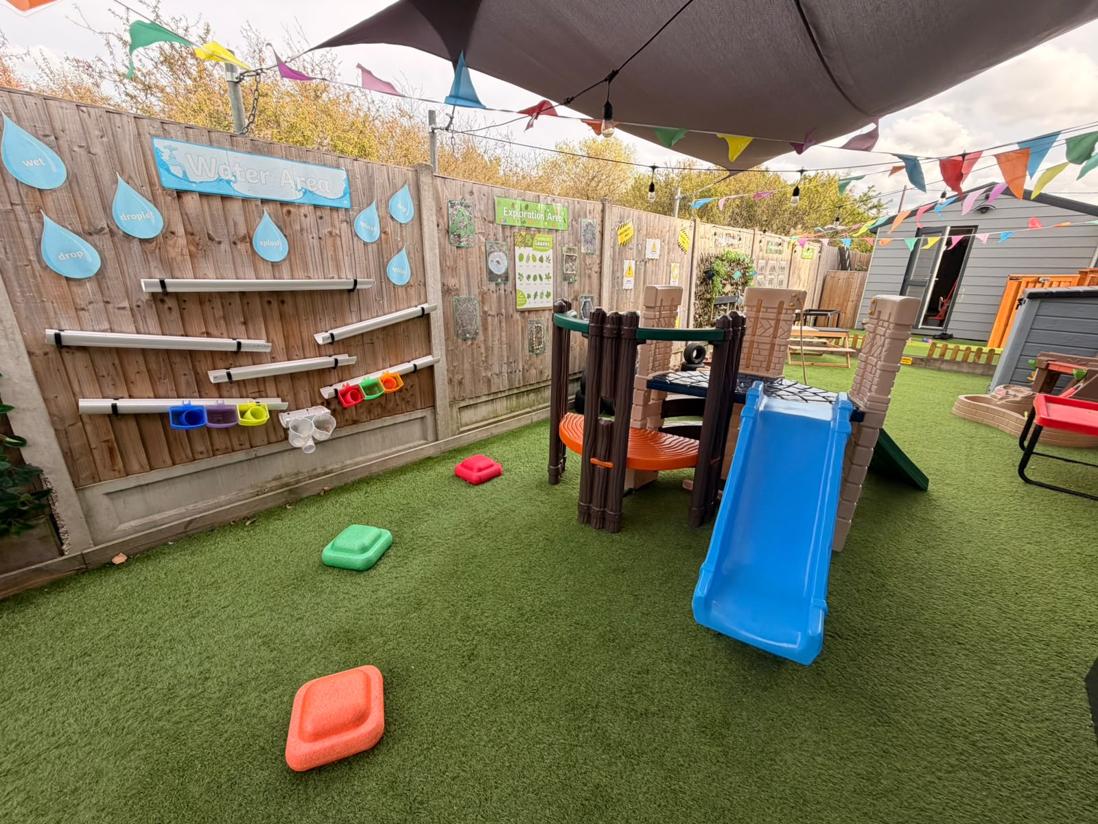 The Basildon outdoor climbing and slide area with water play resources nearby